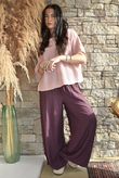 Basso Shirring Wide Leg Pant Deep Damson